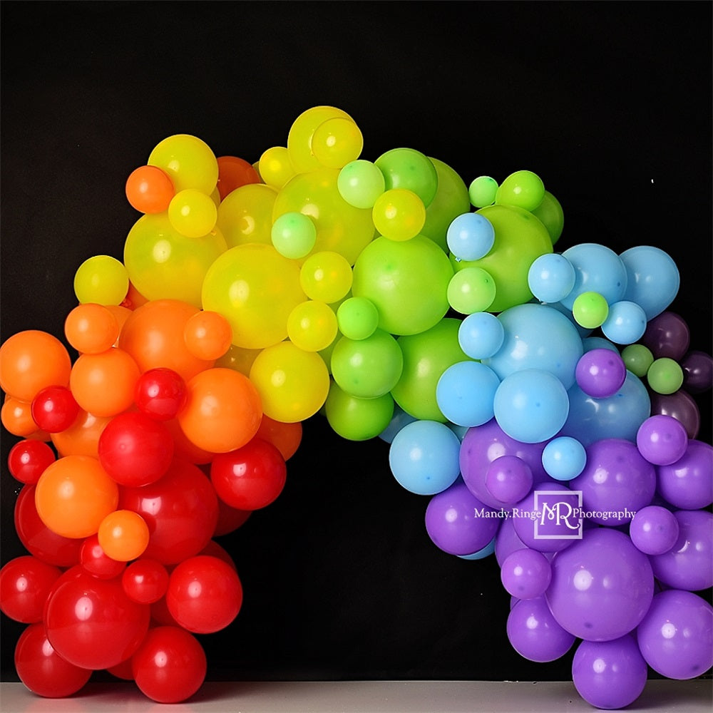 Kate Rainbow Balloon Arch Black Backdrop Designed by Mandy Ringe Photography - Kate Backdrop AU