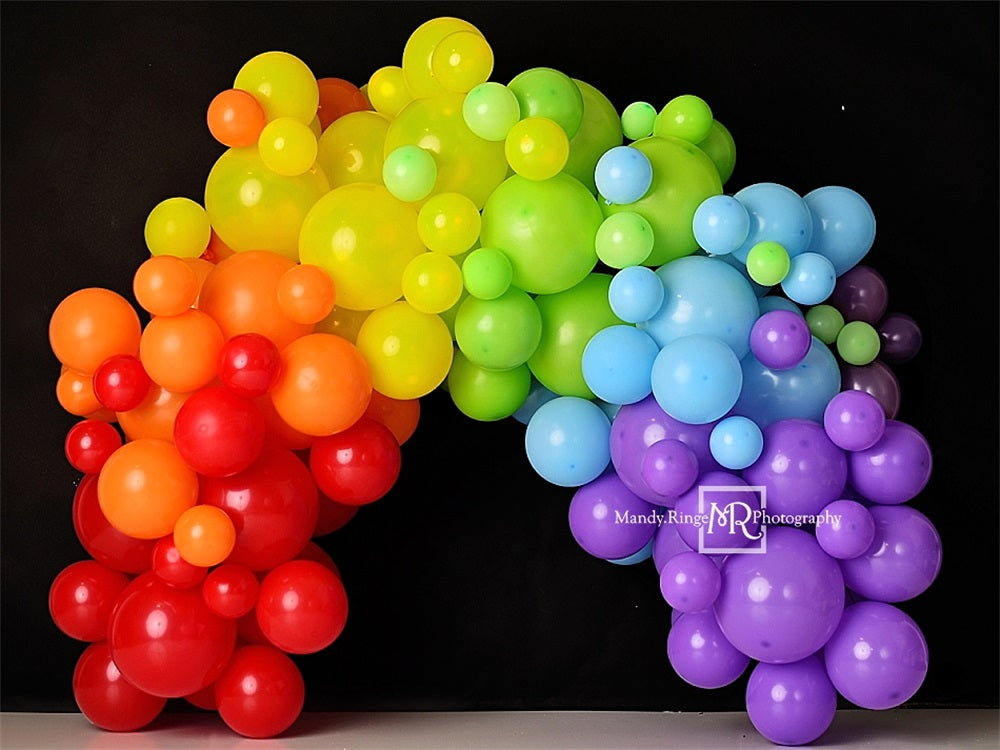 Kate Rainbow Balloon Arch Black Backdrop Designed by Mandy Ringe Photography - Kate Backdrop AU