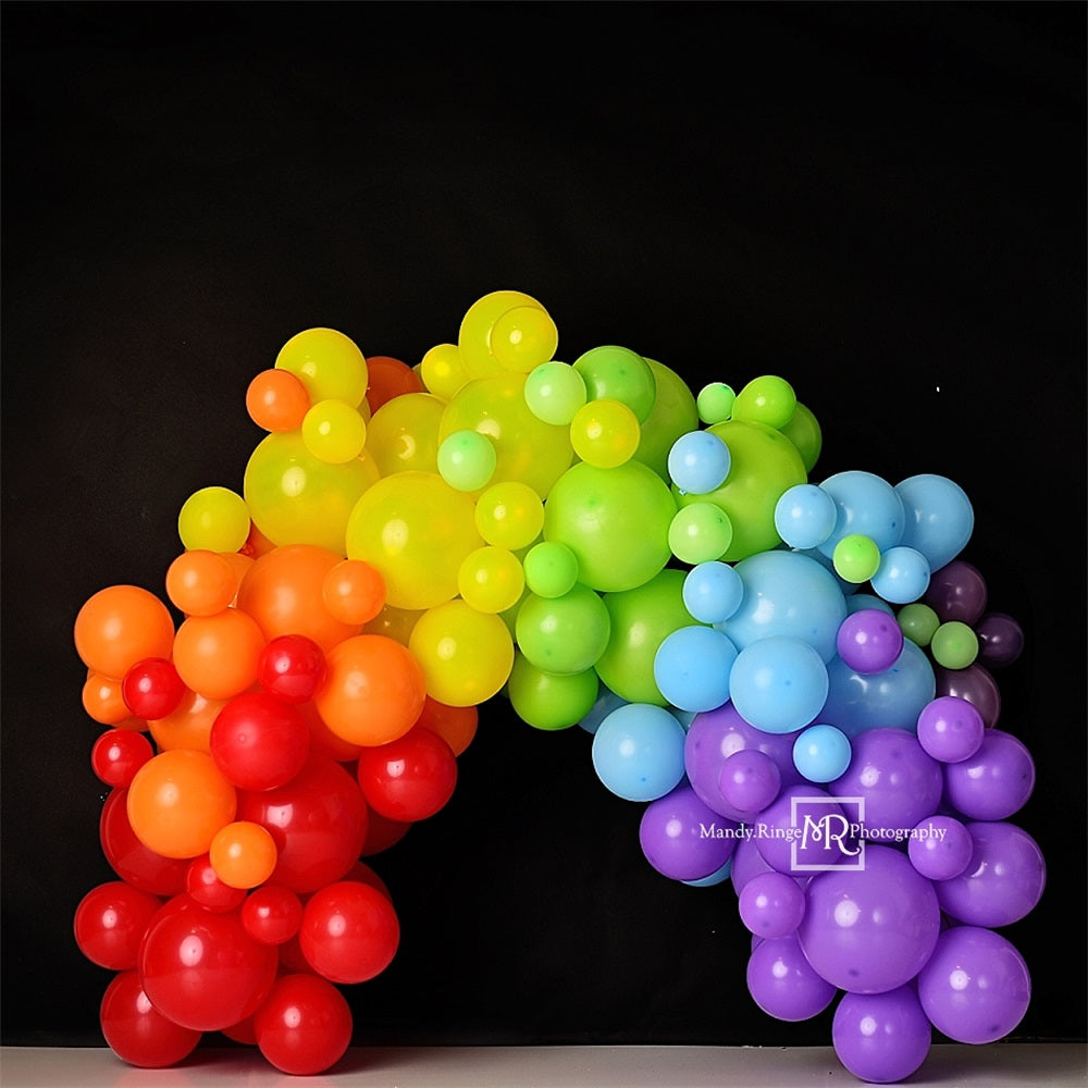 Kate Rainbow Balloon Arch Black Backdrop Designed by Mandy Ringe Photography - Kate Backdrop AU