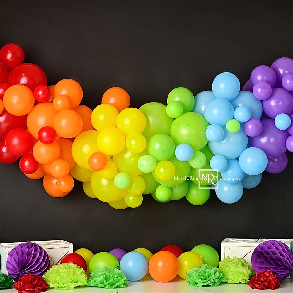 Kate Black Rainbow Balloons Backdrop Designed by Mandy Ringe Photography - Kate Backdrop AU