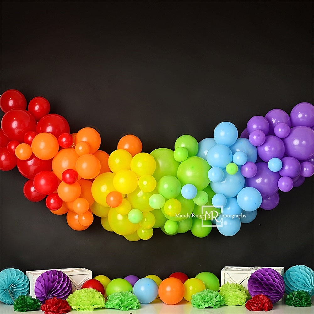 Kate Black Rainbow Balloons Backdrop Designed by Mandy Ringe Photography - Kate Backdrop AU