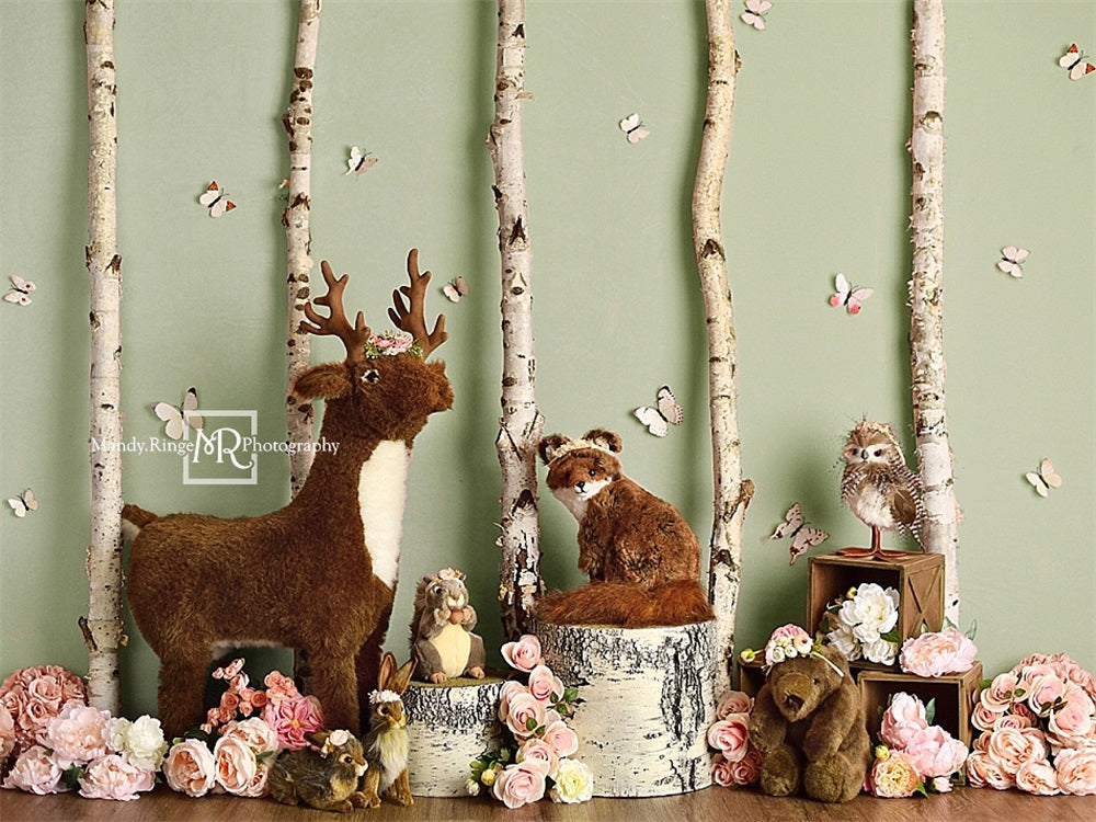 Kate Sage Spring Woodland Animals Backdrop Designed by Mandy Ringe Photography - Kate Backdrop AU