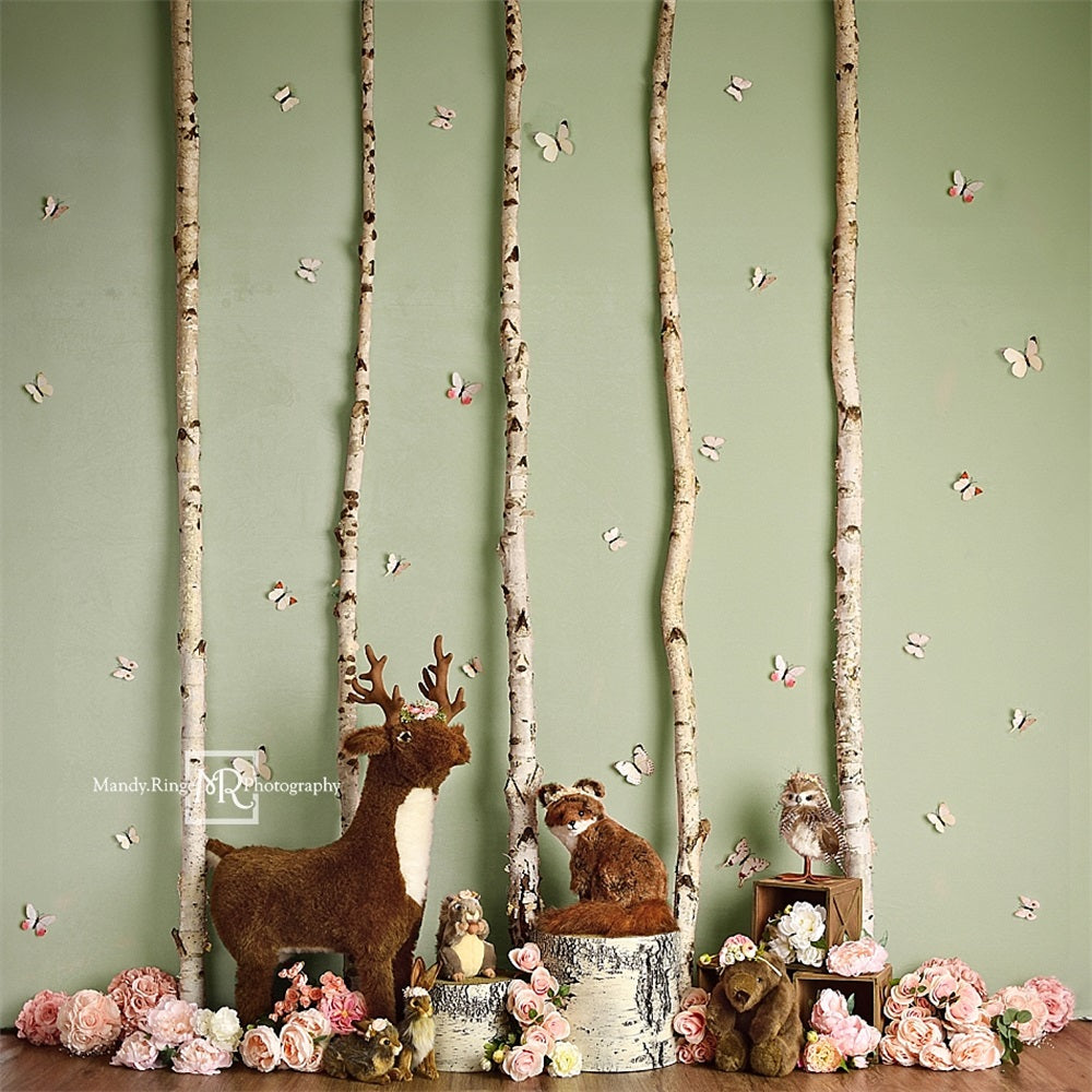 Kate Sage Spring Woodland Animals Backdrop Designed by Mandy Ringe Photography - Kate Backdrop AU