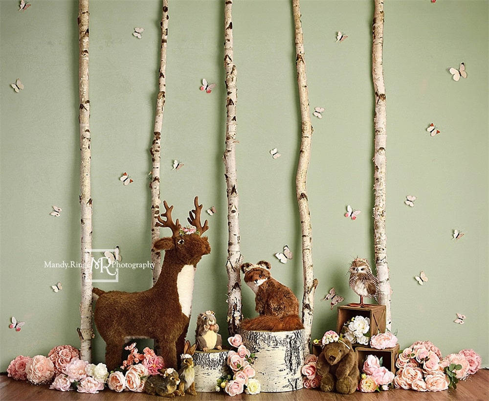 Kate Sage Spring Woodland Animals Backdrop Designed by Mandy Ringe Photography - Kate Backdrop AU
