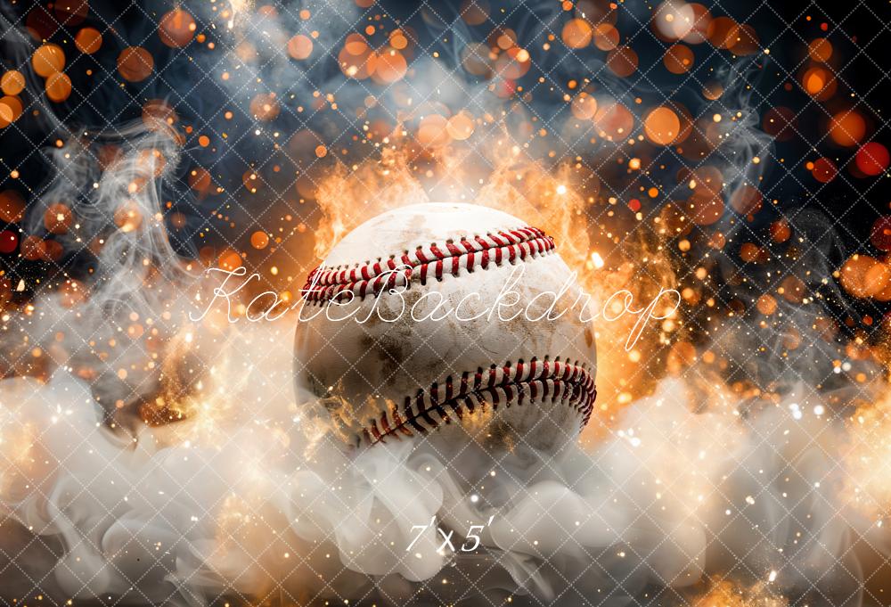 Kate Bokeh Sport Fire Smoke Burning Baseball Backdrop Designed by GQ - Kate Backdrop AU