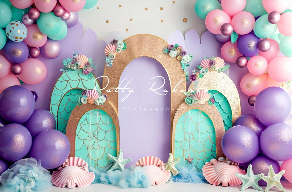 Kate Mermaids Smash Cake Backdrop Designed by Patty Robert - Kate Backdrop AU