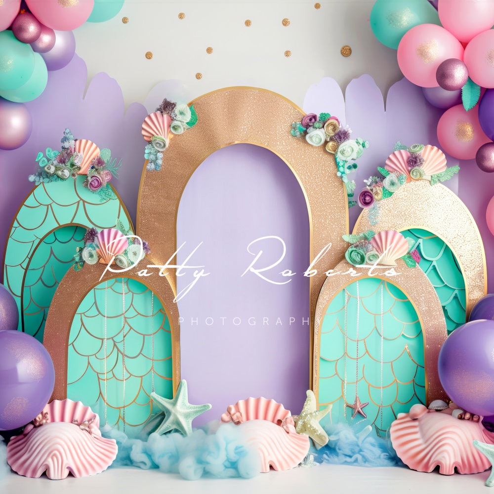 Kate Mermaids Smash Cake Backdrop Designed by Patty Robert - Kate Backdrop AU