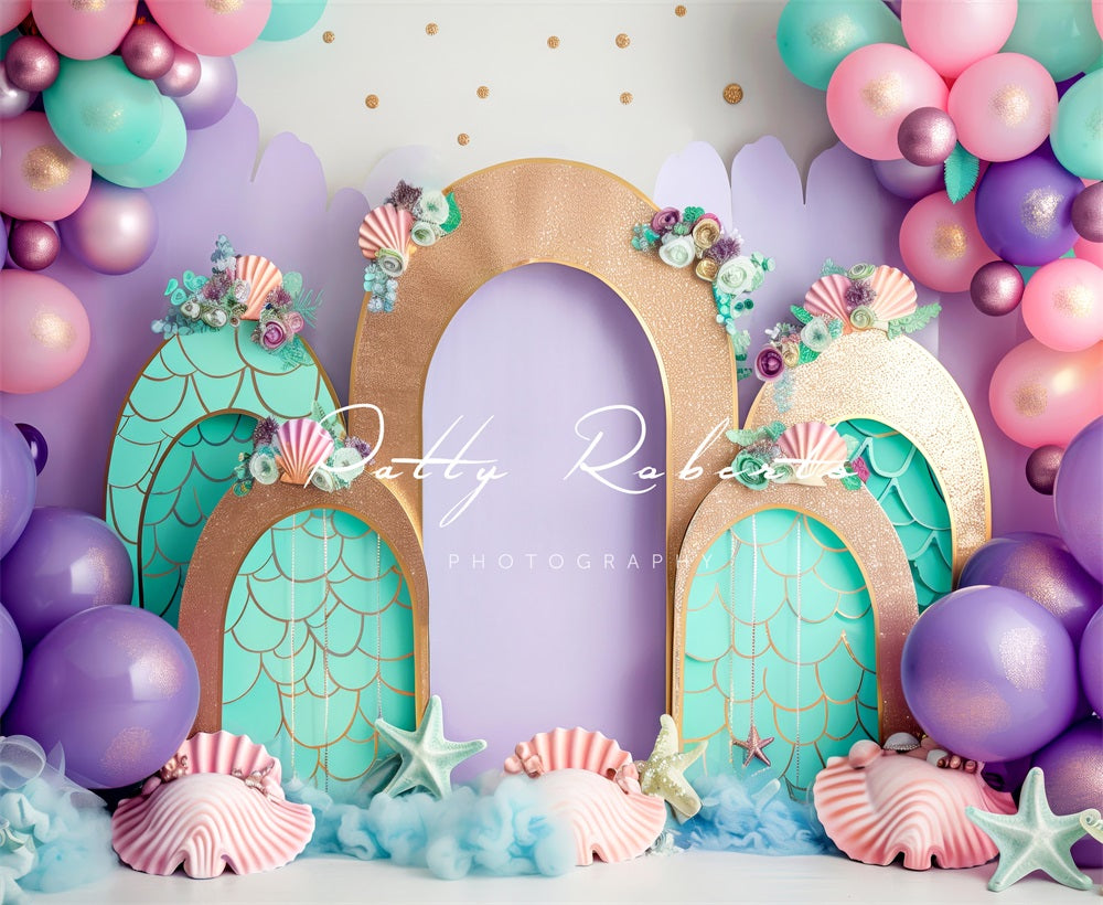 Kate Mermaids Smash Cake Backdrop Designed by Patty Robert - Kate Backdrop AU
