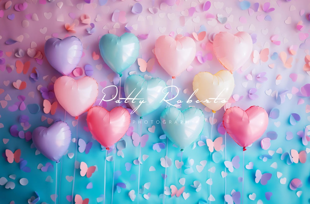 Kate Pastel Heart Balloons Backdrop Designed by Patty Roberts - Kate Backdrop AU