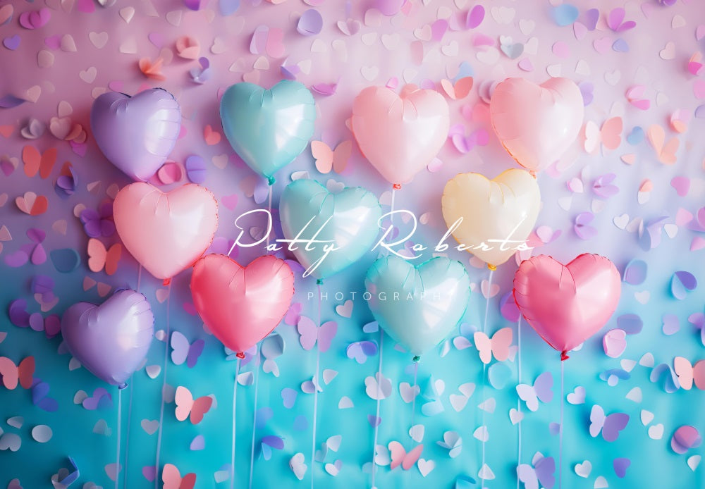 Kate Pastel Heart Balloons Backdrop Designed by Patty Roberts - Kate Backdrop AU