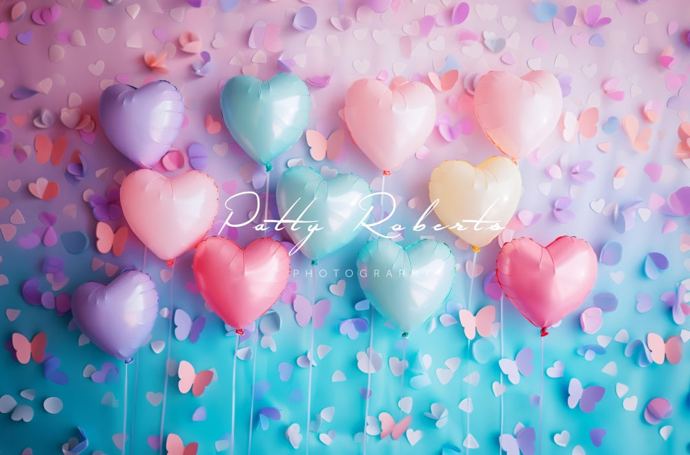 Kate Pastel Heart Balloons Backdrop Designed by Patty Roberts - Kate Backdrop AU