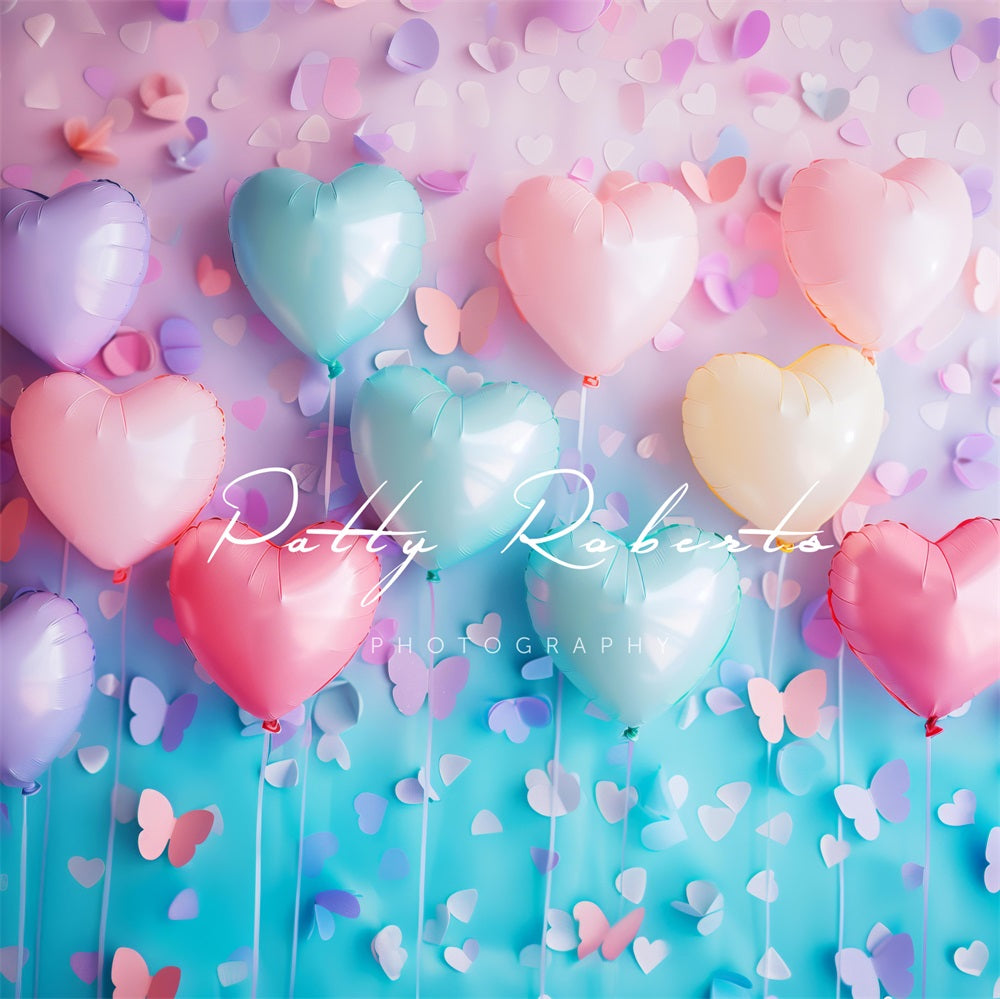 Kate Pastel Heart Balloons Backdrop Designed by Patty Roberts - Kate Backdrop AU