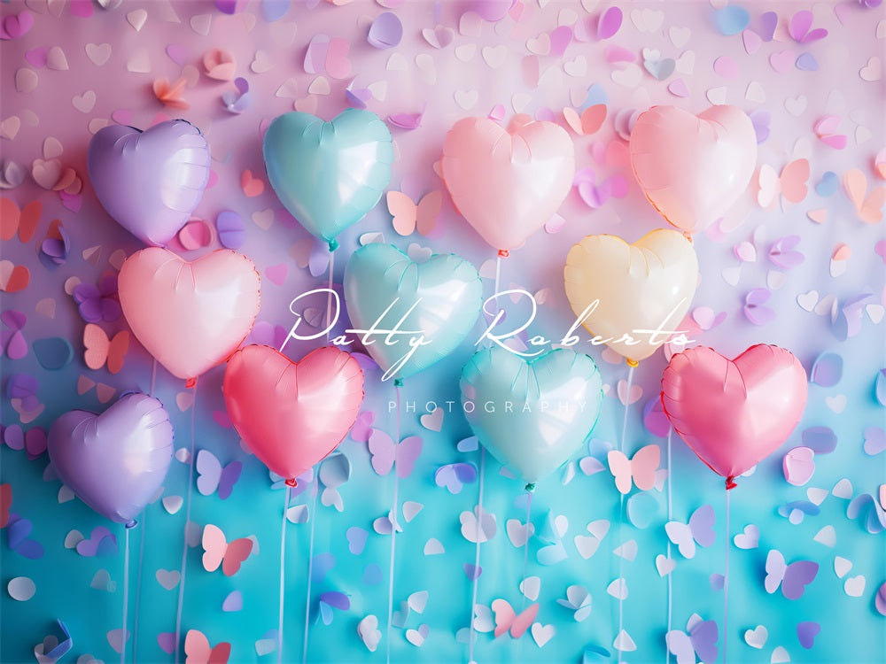 Kate Pastel Heart Balloons Backdrop Designed by Patty Roberts - Kate Backdrop AU