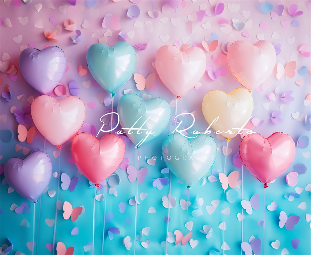 Kate Pastel Heart Balloons Backdrop Designed by Patty Roberts - Kate Backdrop AU