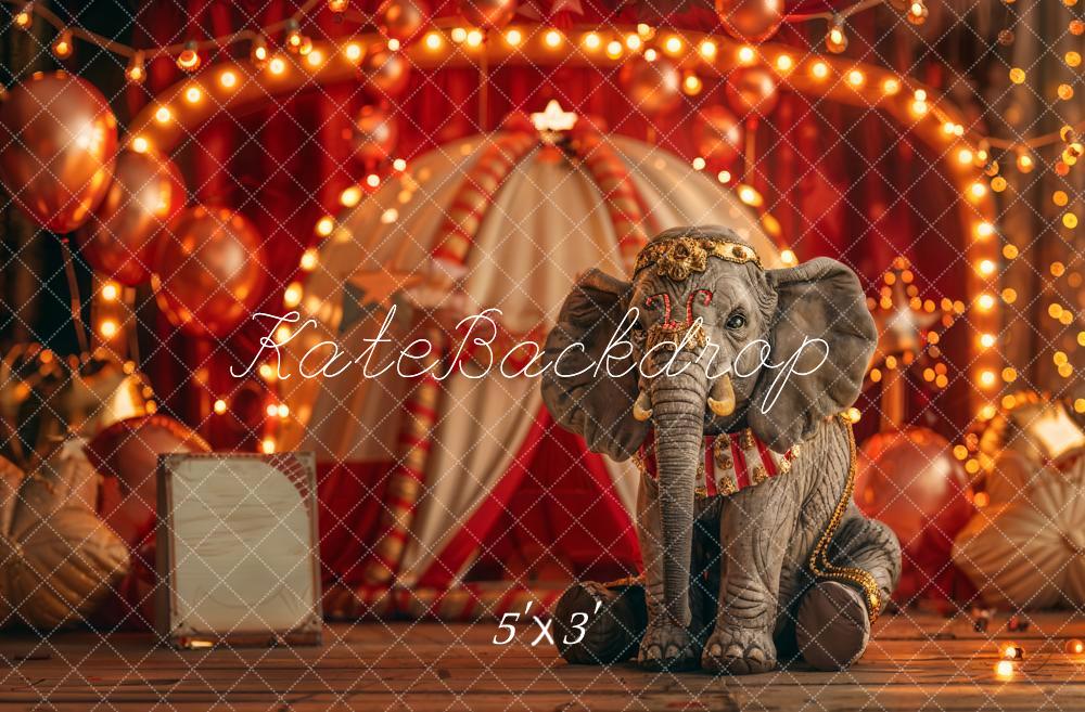 Kate Red Circus Elephant Cake Smash Backdrop Designed by Emetselch - Kate Backdrop AU