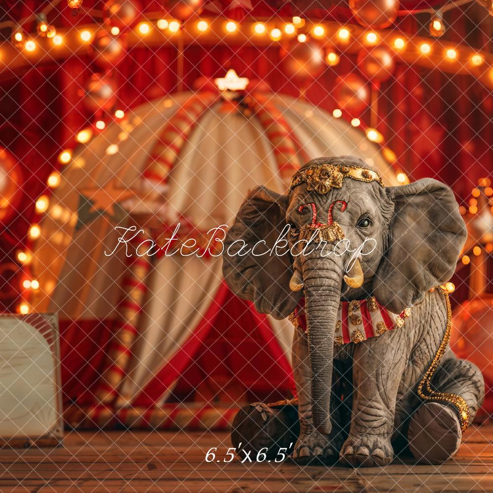 Kate Red Circus Elephant Cake Smash Backdrop Designed by Emetselch - Kate Backdrop AU