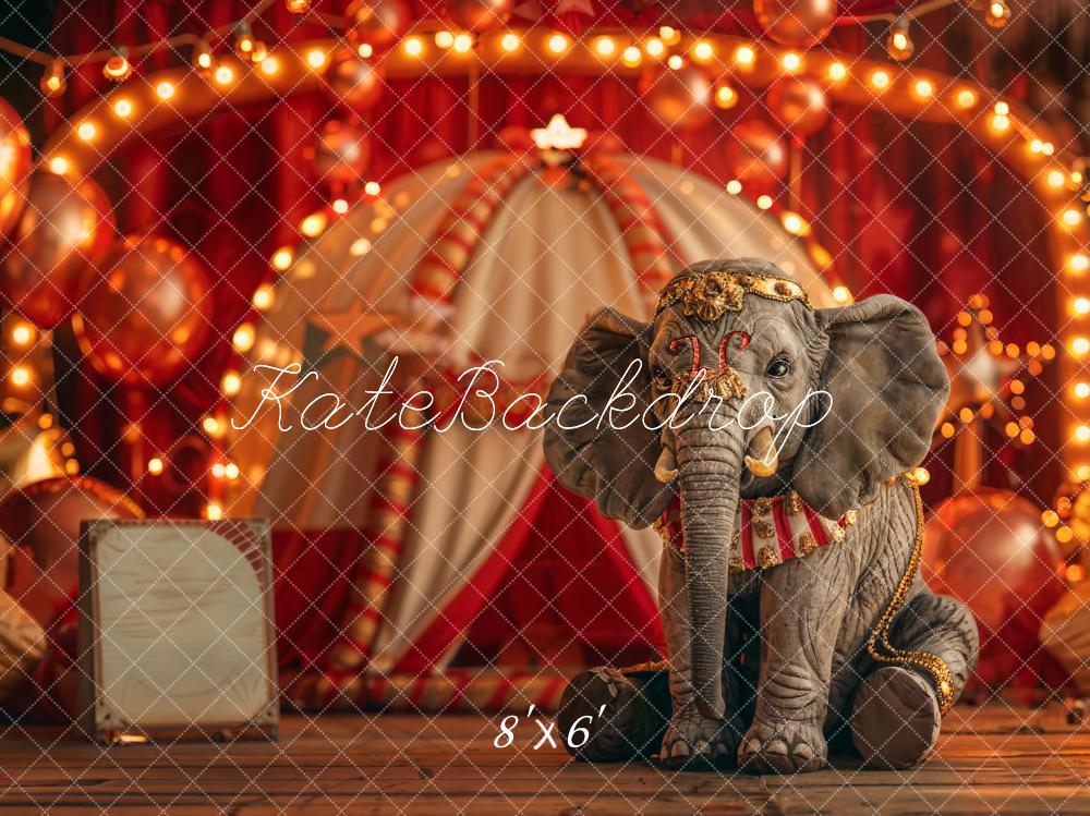 Kate Red Circus Elephant Cake Smash Backdrop Designed by Emetselch - Kate Backdrop AU