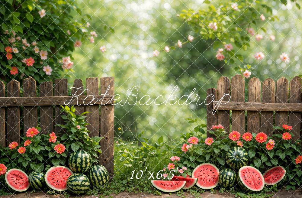 Kate Summer Watermelon Fence Backdrop Designed by Emetselch - Kate Backdrop AU