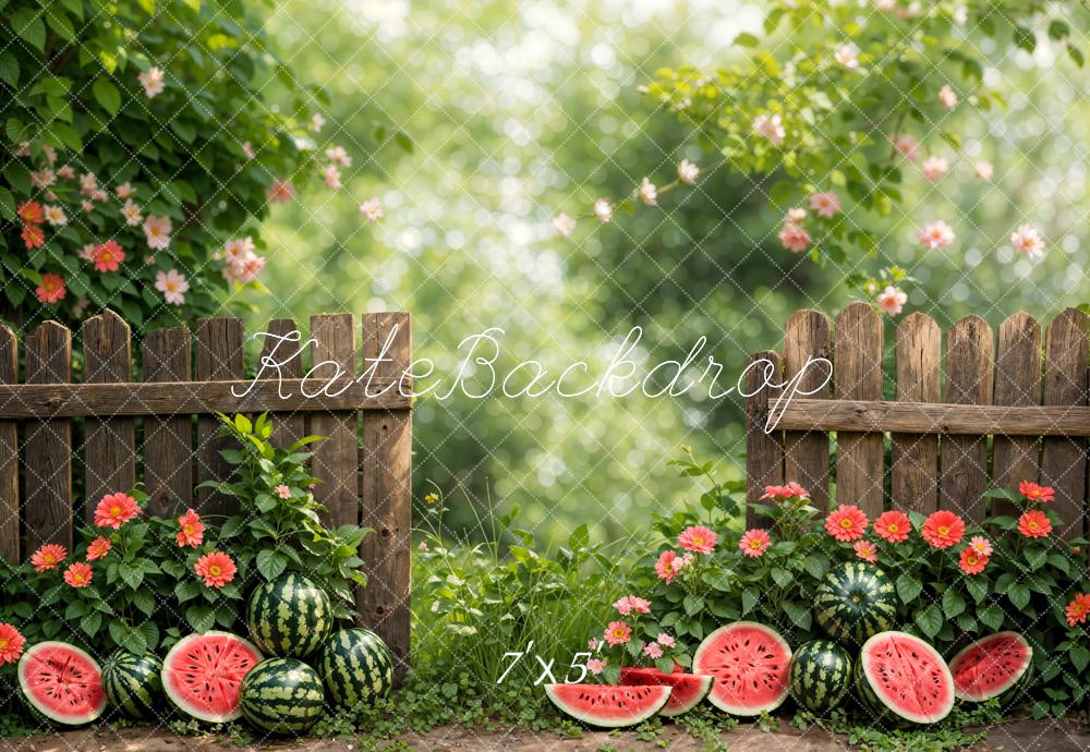 Kate Summer Watermelon Fence Backdrop Designed by Emetselch - Kate Backdrop AU