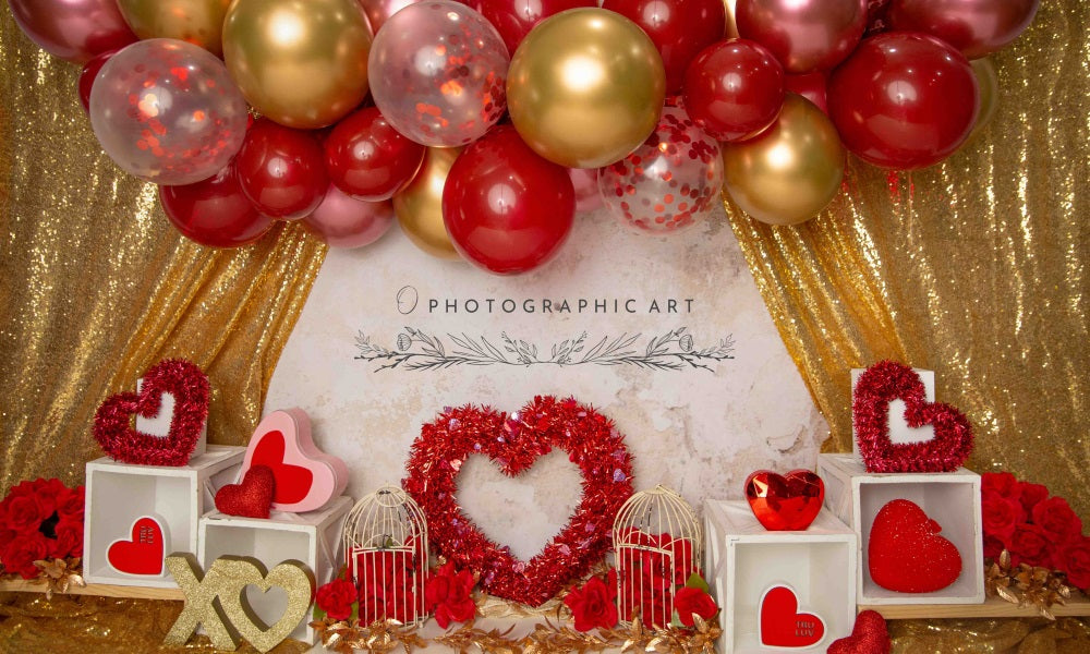 Kate Little Love Valentine's Day Backdrop for Photography Designed by Jenna Onyia - Kate Backdrop AU