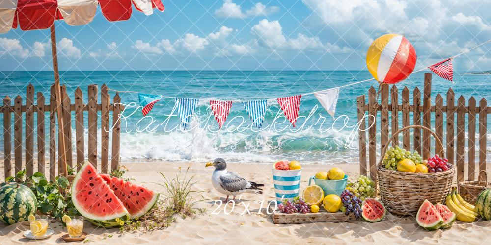 Kate Summer Sea Beach Fruit Backdrop Designed by Emetselch - Kate Backdrop AU