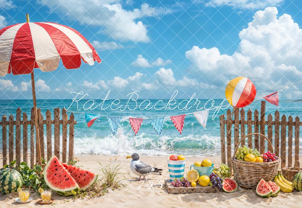 Kate Summer Sea Beach Fruit Backdrop Designed by Emetselch - Kate Backdrop AU