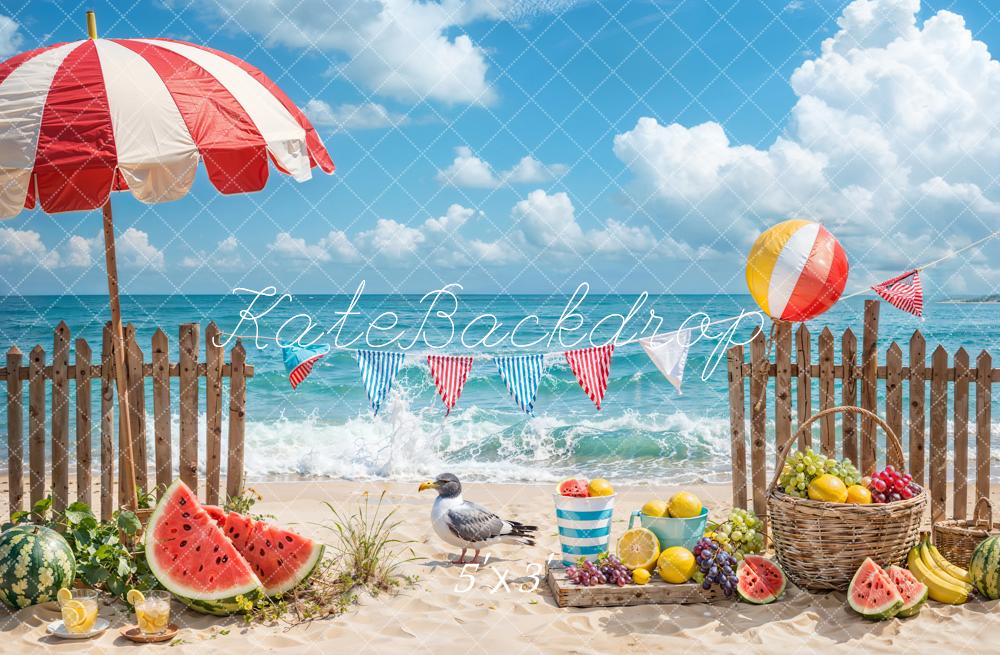 Kate Summer Sea Beach Fruit Backdrop Designed by Emetselch - Kate Backdrop AU