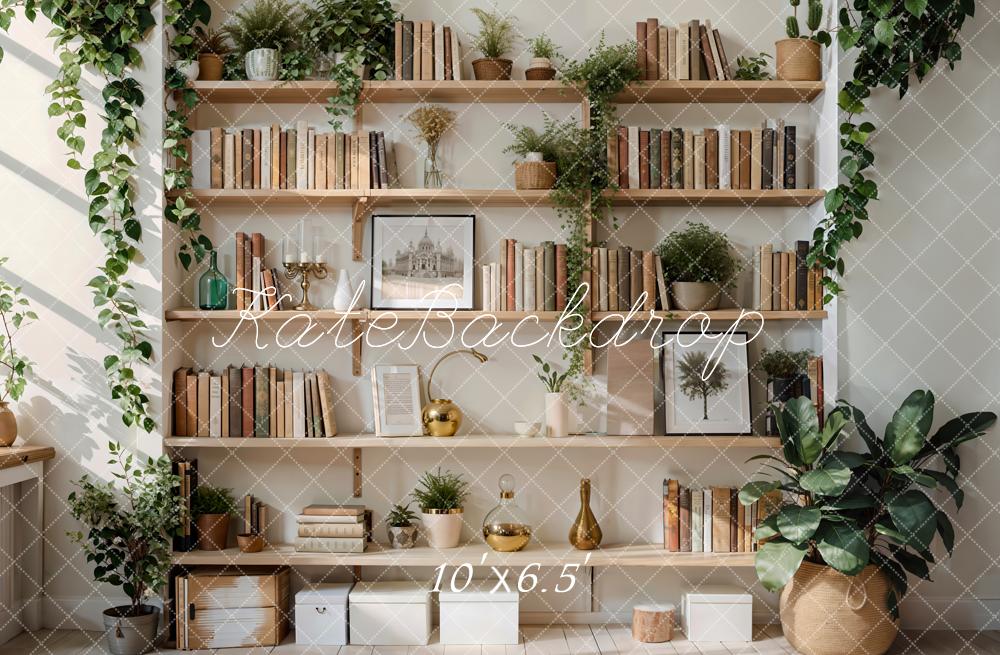 Kate Spring Green Plant Bookshelf Backdrop Designed by Emetselch - Kate Backdrop AU