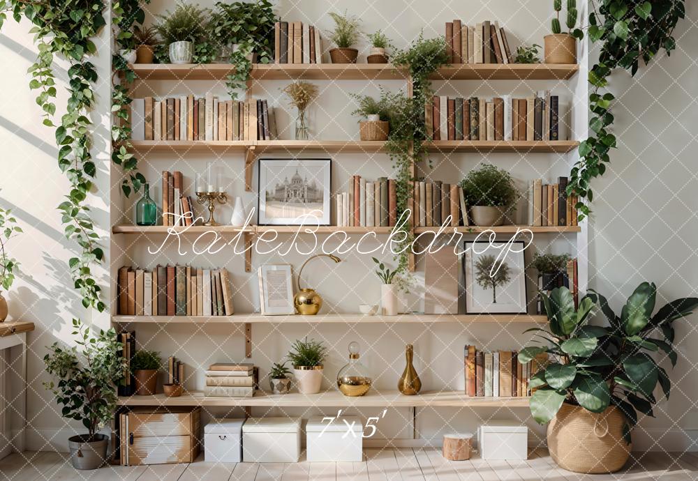 Kate Spring Green Plant Bookshelf Backdrop Designed by Emetselch - Kate Backdrop AU