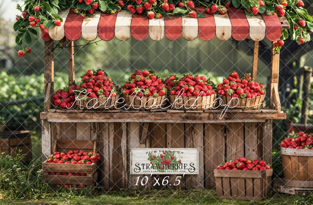 Kate Summer Backdrop Red Strawberry Stand Designed by Emetselch - Kate Backdrop AU