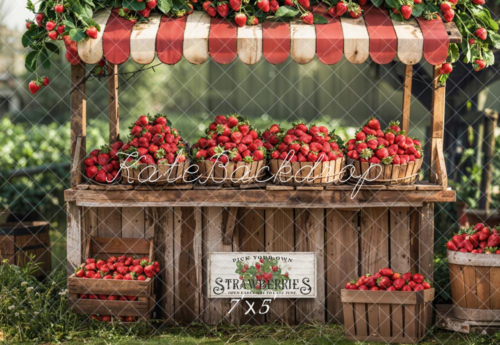 Kate Summer Backdrop Red Strawberry Stand Designed by Emetselch - Kate Backdrop AU