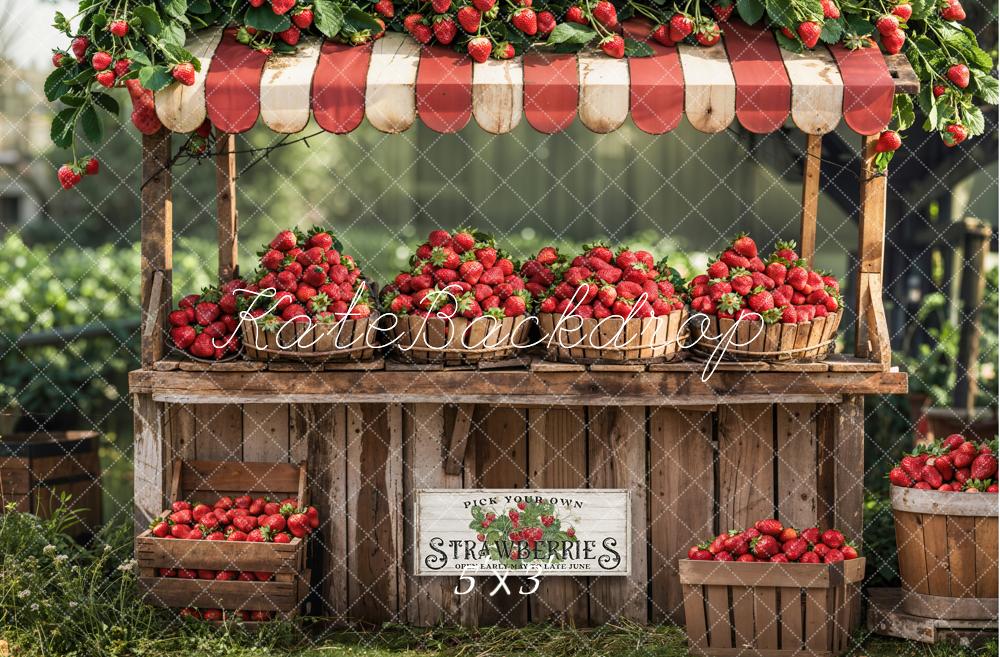 Kate Summer Backdrop Red Strawberry Stand Designed by Emetselch - Kate Backdrop AU