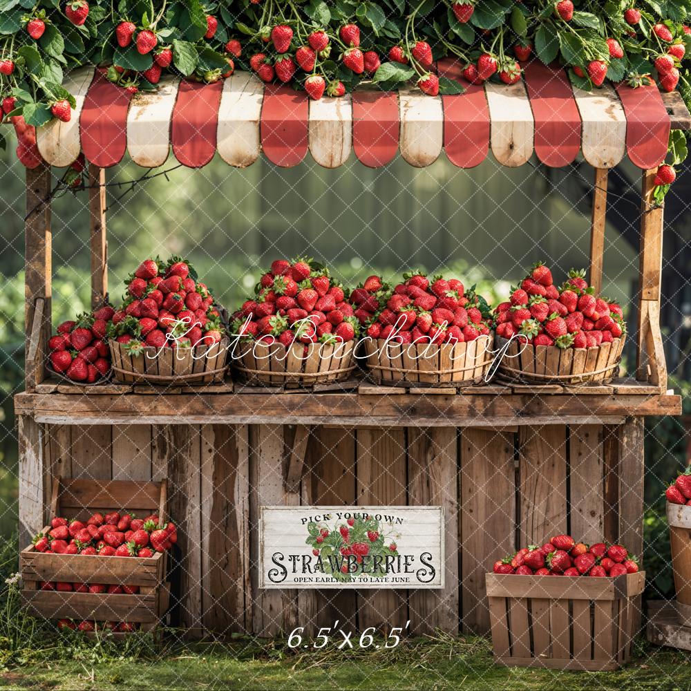 Kate Summer Backdrop Red Strawberry Stand Designed by Emetselch - Kate Backdrop AU