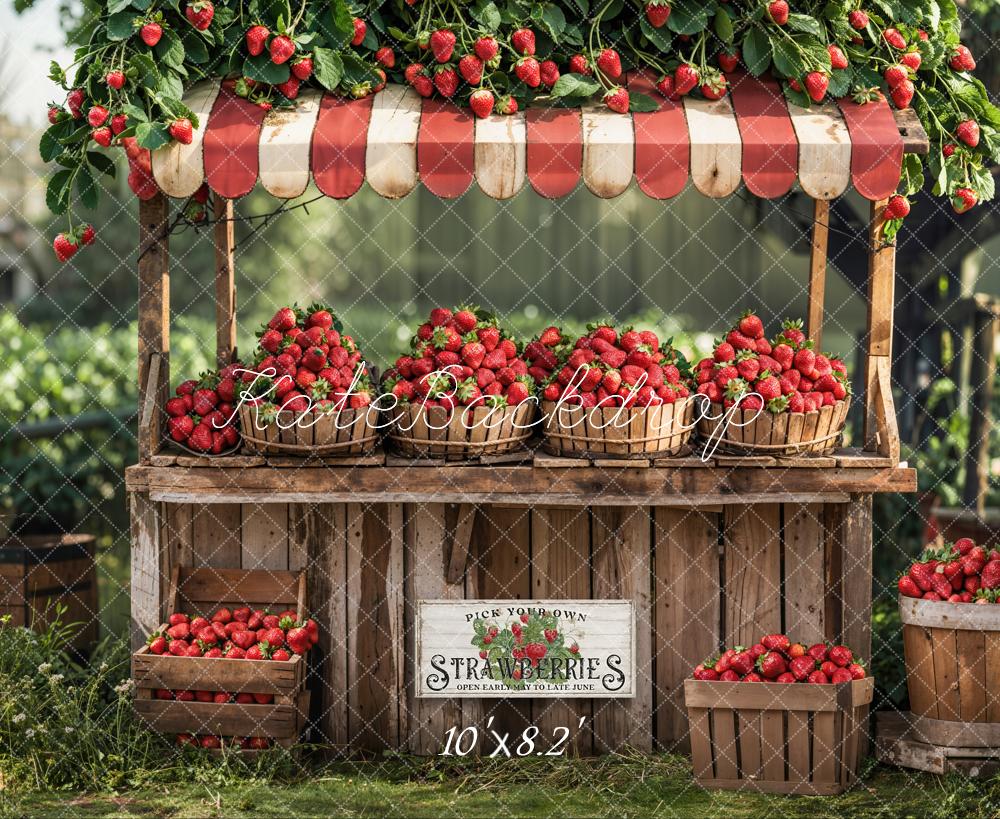 Kate Summer Backdrop Red Strawberry Stand Designed by Emetselch - Kate Backdrop AU