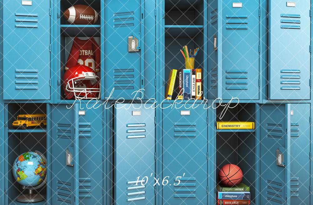 Kate Back to School Blue Locker Backdrop Designed by Emetselch - Kate Backdrop AU