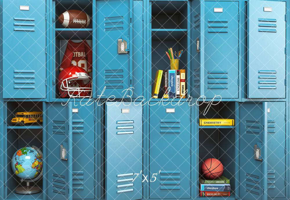 Kate Back to School Blue Locker Backdrop Designed by Emetselch - Kate Backdrop AU