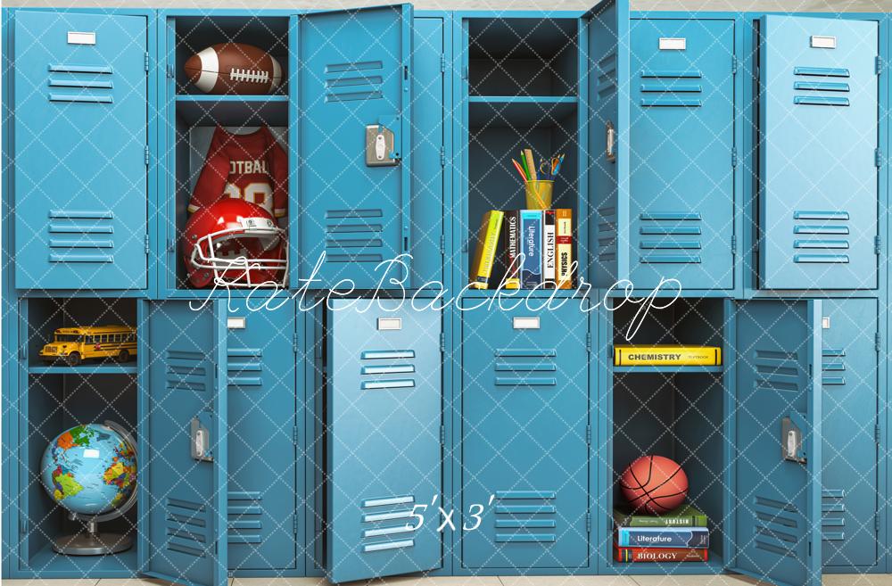Kate Back to School Blue Locker Backdrop Designed by Emetselch - Kate Backdrop AU