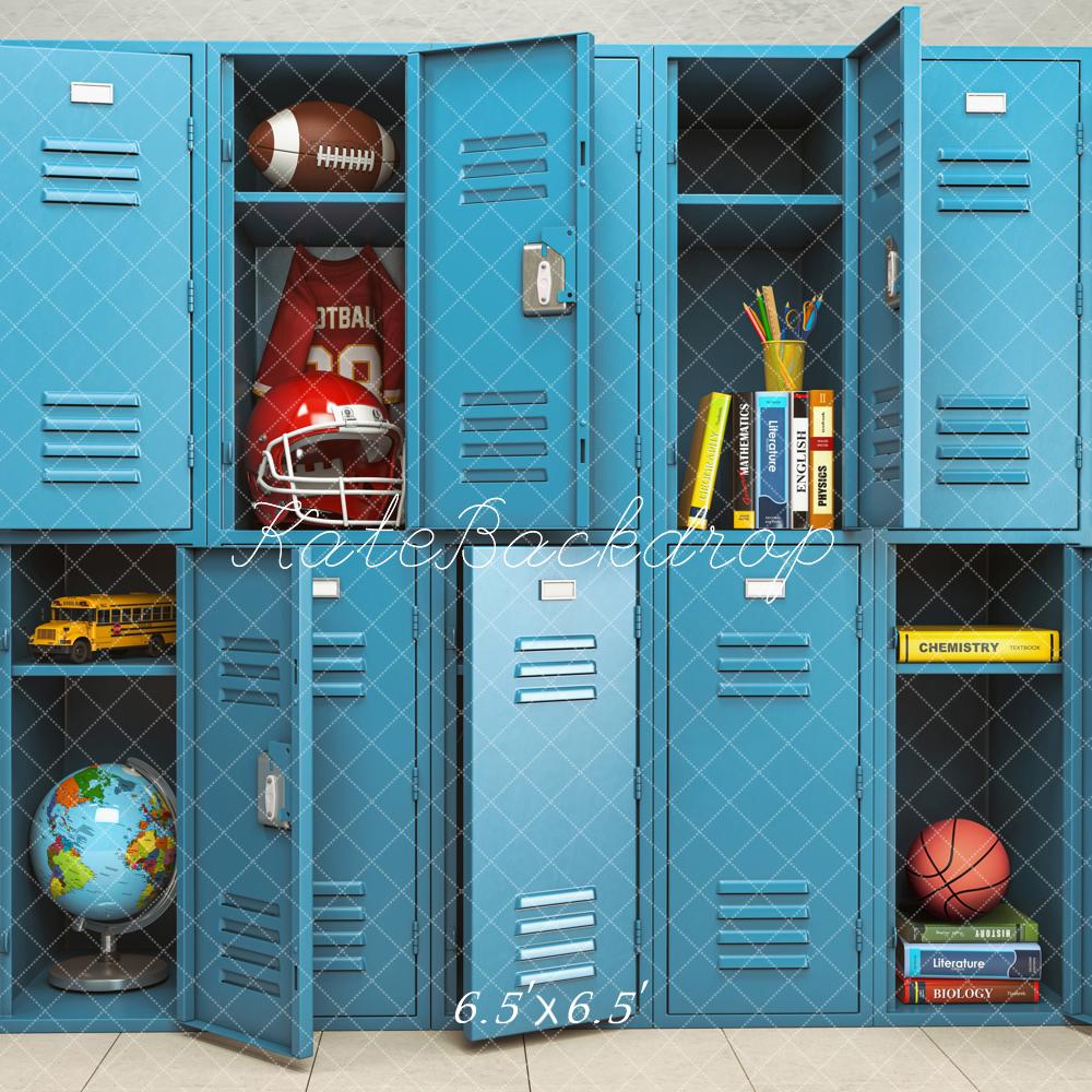 Kate Back to School Blue Locker Backdrop Designed by Emetselch - Kate Backdrop AU
