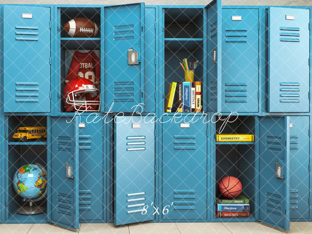 Kate Back to School Blue Locker Backdrop Designed by Emetselch - Kate Backdrop AU