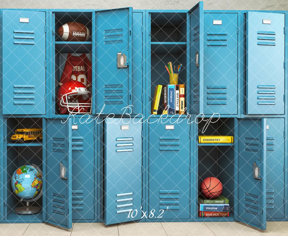 Kate Back to School Blue Locker Backdrop Designed by Emetselch - Kate Backdrop AU