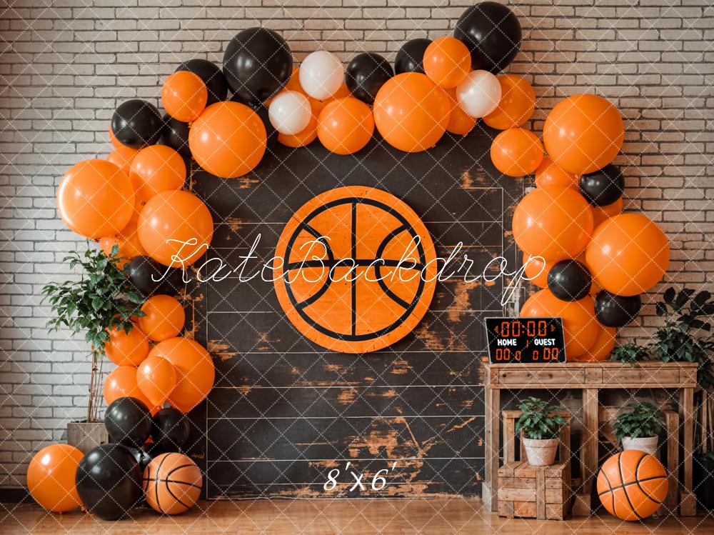 Kate Basketball Backdrop Balloon Arch Cake Smash Designed by Emetselch - Kate Backdrop AU