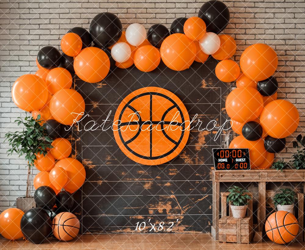 Kate Basketball Backdrop Balloon Arch Cake Smash Designed by Emetselch - Kate Backdrop AU