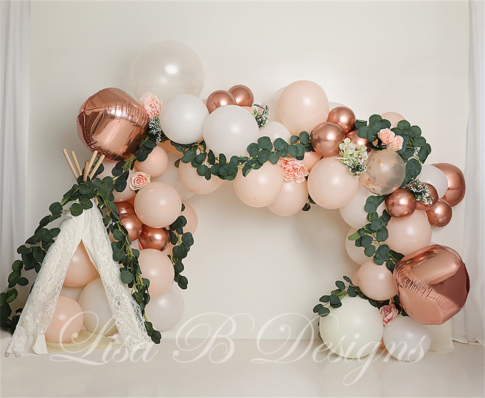 Kate Boho Balloon Arch Cake Smash Backdrop Designed by Lisa B - Kate Backdrop AU