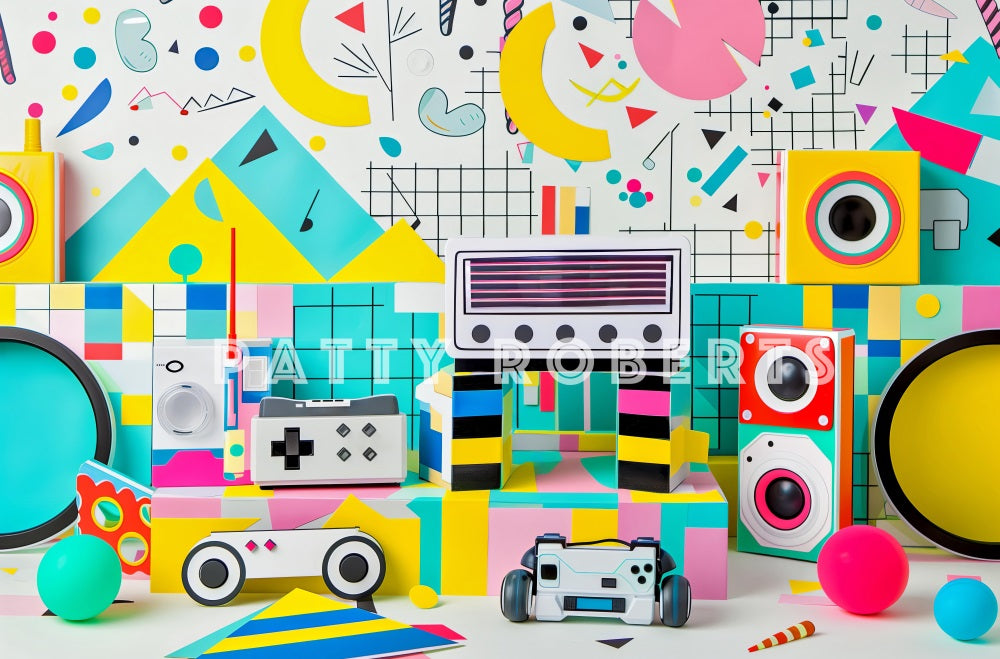 Kate 80s Party Abstract Wall Backdrop Designed by Patty Robert - Kate Backdrop AU