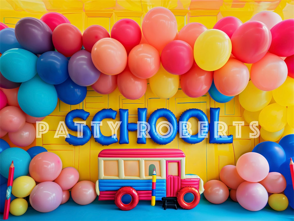 Kate Colorful Back to School Balloons Backdrop Designed by Patty Robert - Kate Backdrop AU