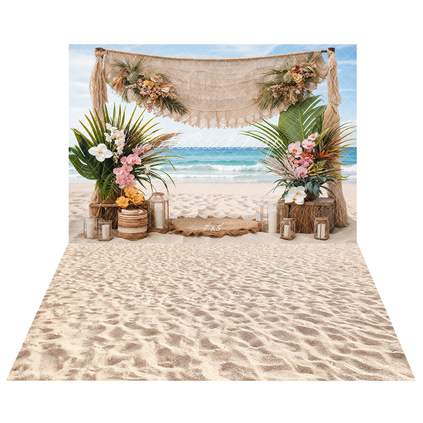 Kate Boho Beach Party Backdrop+Sand Floor Backdrop