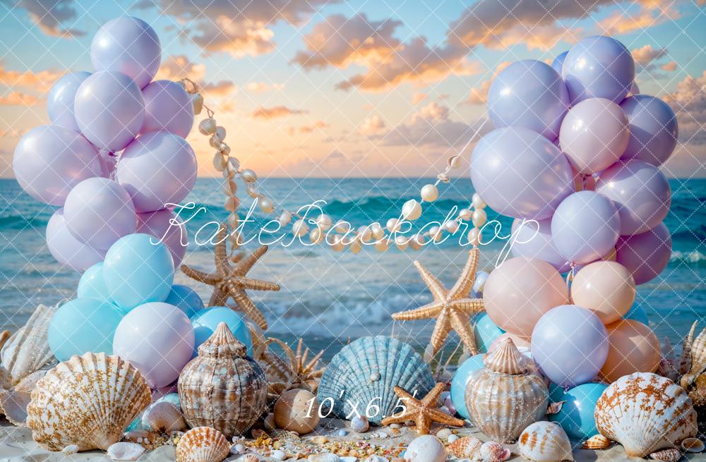 Kate Summer Sea Beach Balloon Mermaid Backdrop Designed by Chain Photography - Kate Backdrop AU