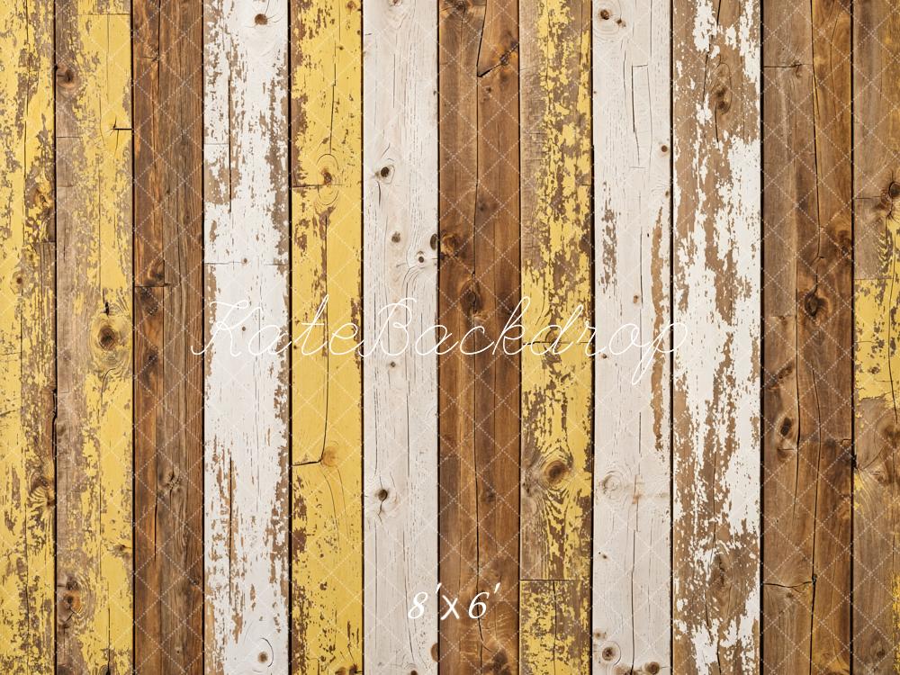 Kate Yellow White Vintage Wood Grain Backdrop Designed by Kate Image - Kate Backdrop AU