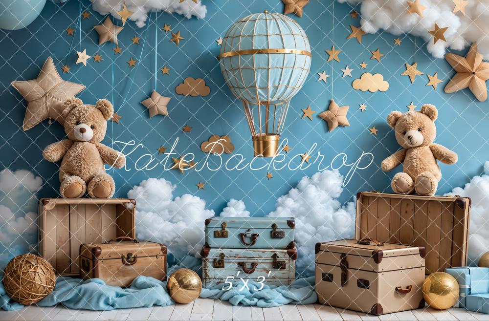 Kate Hot Air Balloon Teddy Bear Backdrop Designed by Emetselch - Kate Backdrop AU