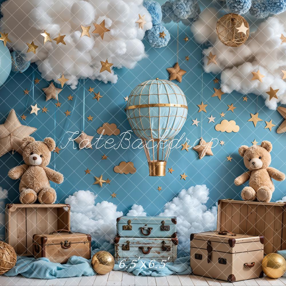 Kate Hot Air Balloon Teddy Bear Backdrop Designed by Emetselch - Kate Backdrop AU